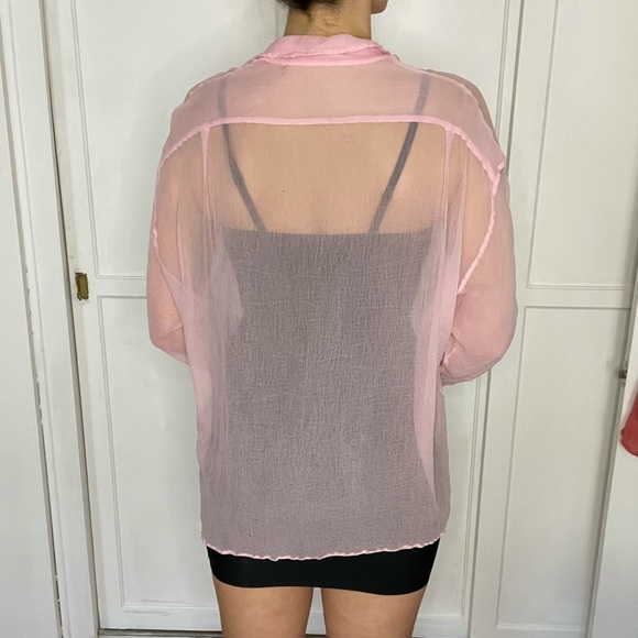 Clueless inspired blouse oversized sheer pastel pink - Picture 4 of 14